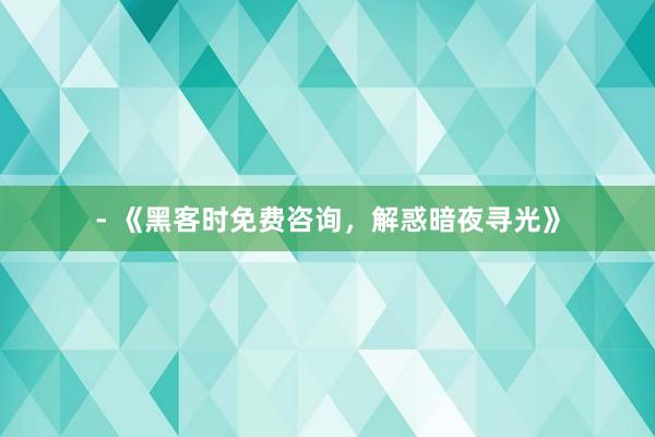 - 《黑客时免费咨询，解惑暗夜寻光》